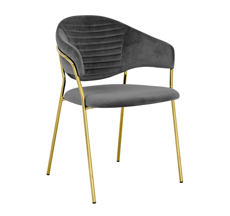 Krzesło NAOMI ciemny szary - welur, podstawa złota