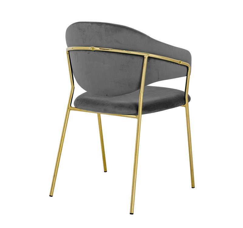Krzesło NAOMI ciemny szary - welur, podstawa złota