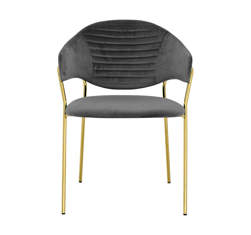 Krzesło NAOMI ciemny szary - welur, podstawa złota