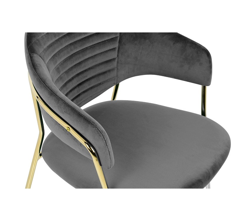 Krzesło NAOMI ciemny szary - welur, podstawa złota