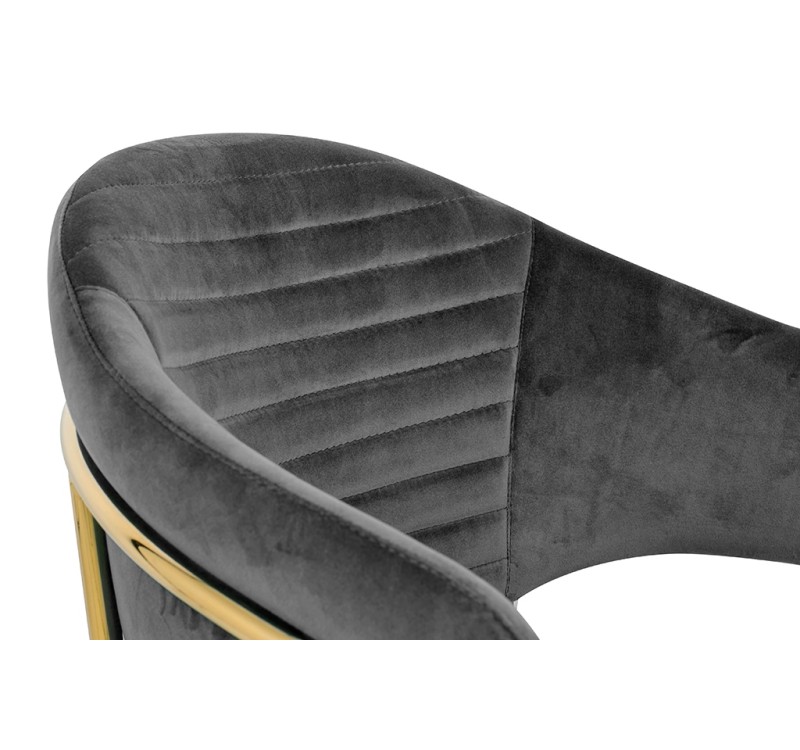 Krzesło NAOMI ciemny szary - welur, podstawa złota