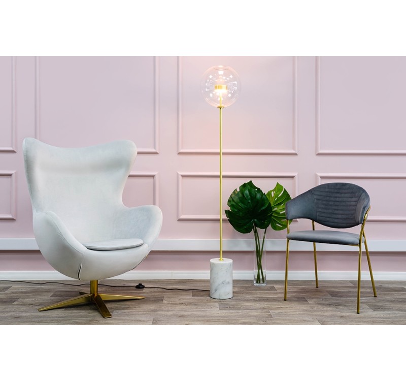 Krzesło NAOMI ciemny szary - welur, podstawa złota