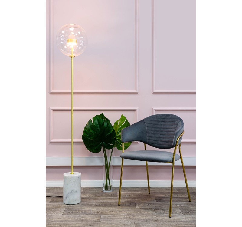 Krzesło NAOMI ciemny szary - welur, podstawa złota