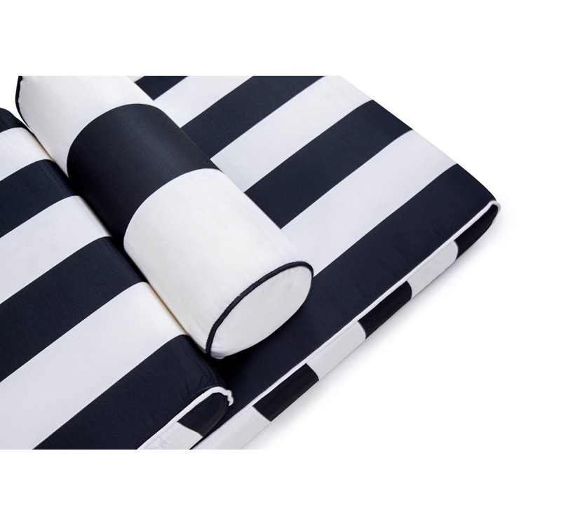 Materac ogrodowy AZURE z poduszką biało-czarny