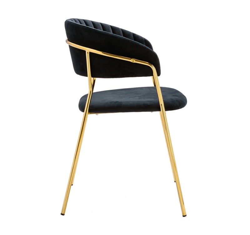 Krzesło MARGO czarne - welur, podstawa złota
