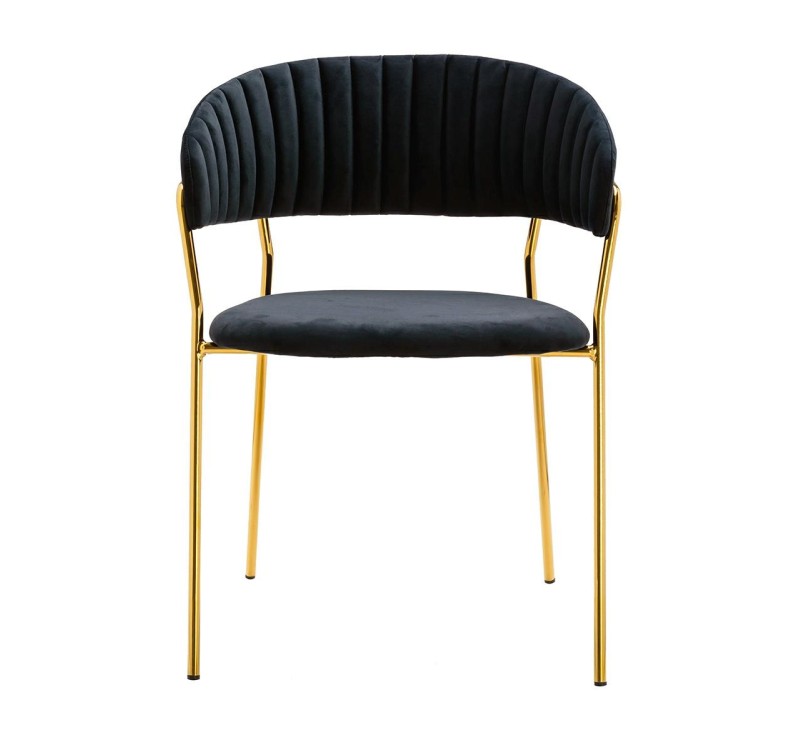 Krzesło MARGO czarne - welur, podstawa złota