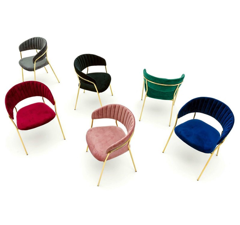 Krzesło MARGO czarne - welur, podstawa złota