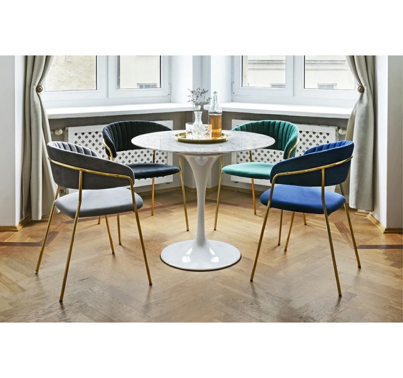 Krzesło MARGO czarne - welur, podstawa złota