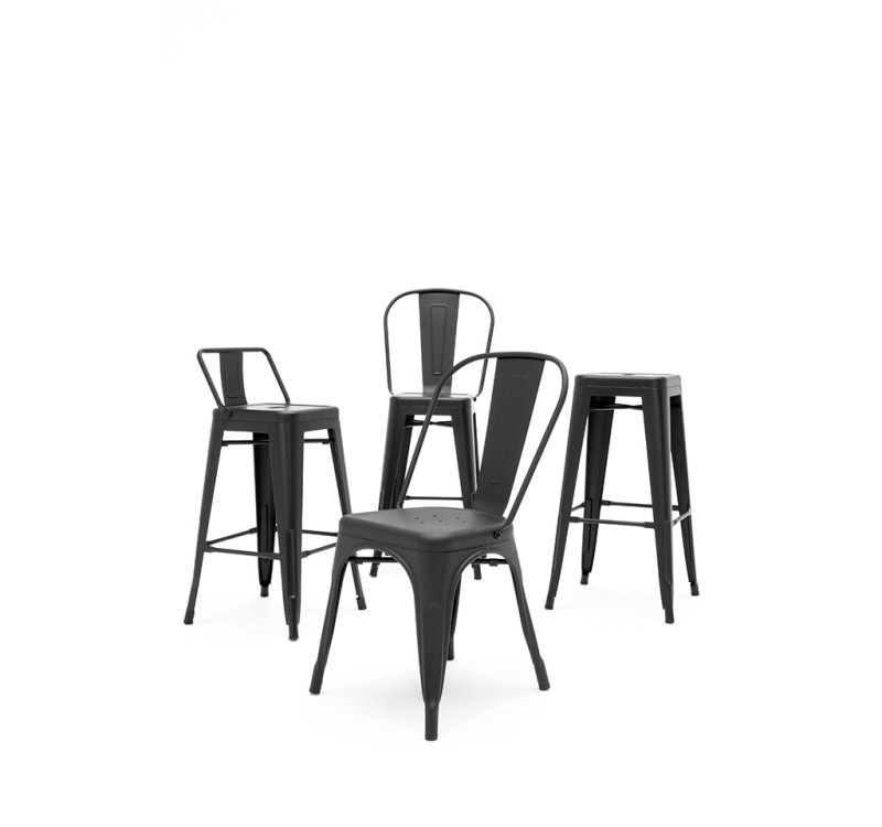 Krzesło barowe TOWER BIG BACK 76  (Paris) czarne