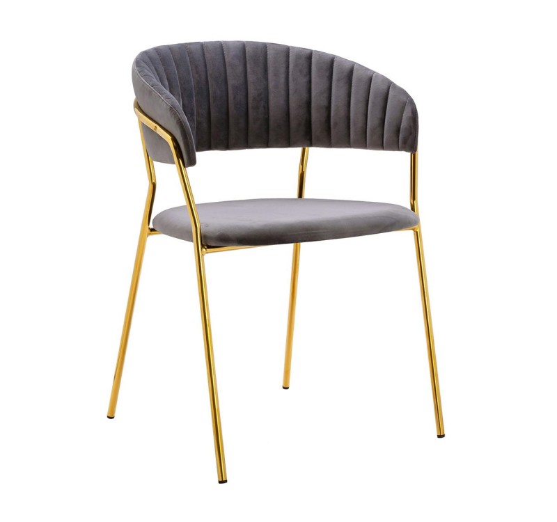 Krzesło MARGO ciemny szary - welur, podstawa złota