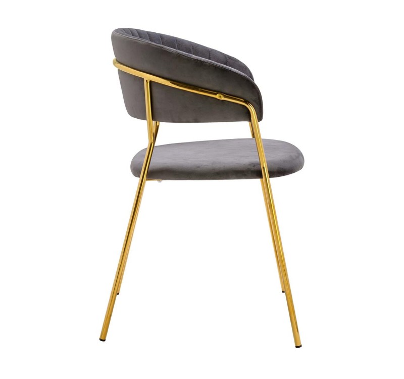 Krzesło MARGO ciemny szary - welur, podstawa złota