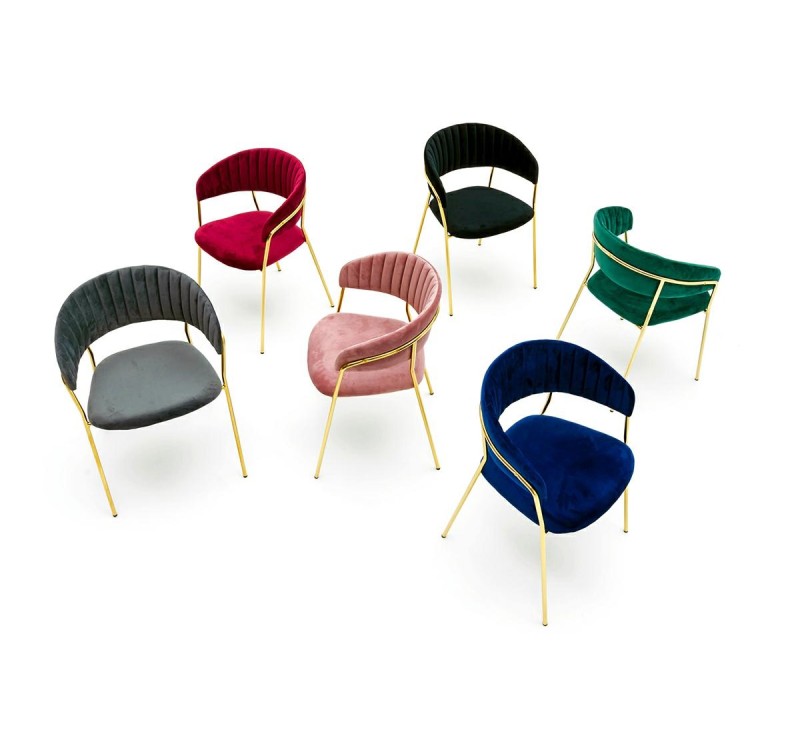 Krzesło MARGO ciemny szary - welur, podstawa złota