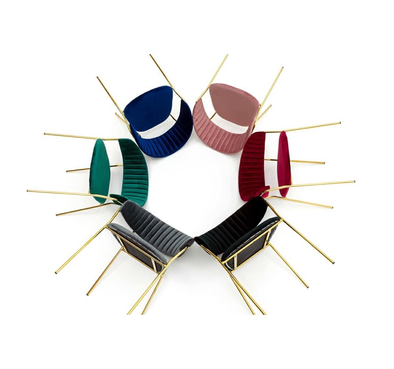 Krzesło MARGO ciemny szary - welur, podstawa złota