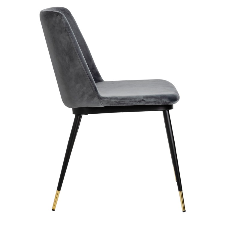Krzesło DIEGO ciemny szary - welur, podstawa czarno złota
