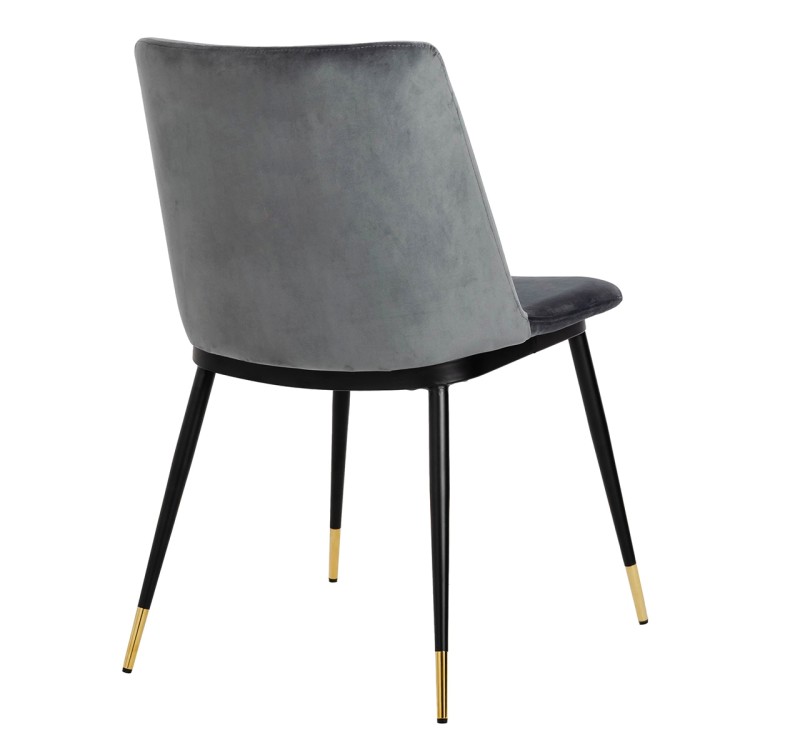 Krzesło DIEGO ciemny szary - welur, podstawa czarno złota