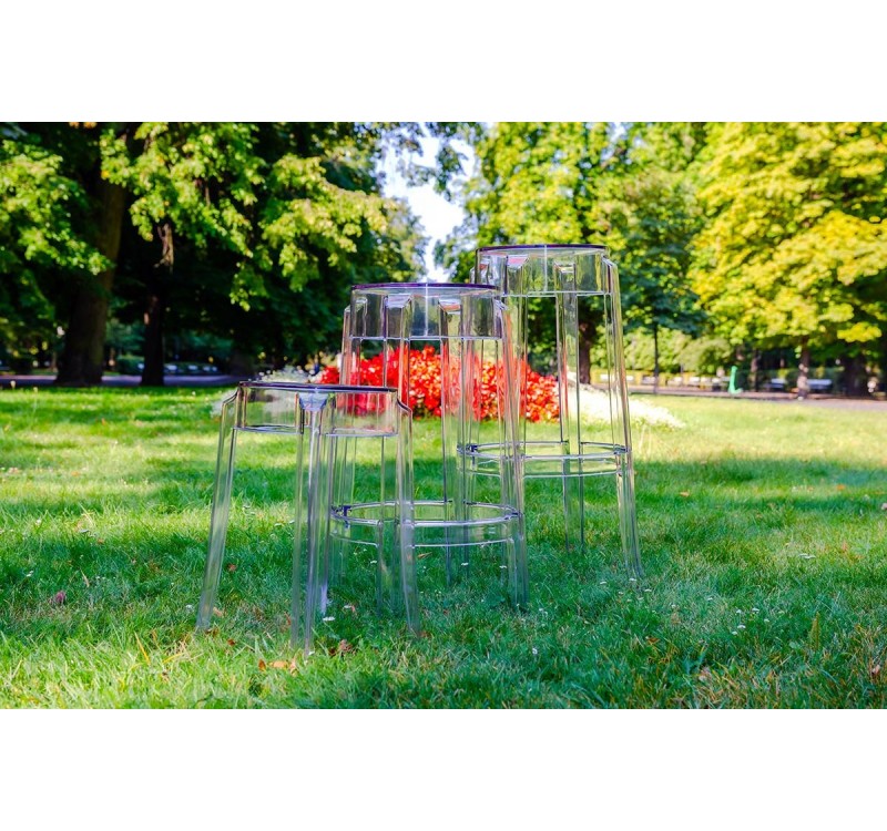 Stołek CHARLES 46 transparentny - poliwęglan