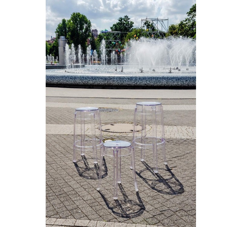 Stołek CHARLES 46 transparentny - poliwęglan