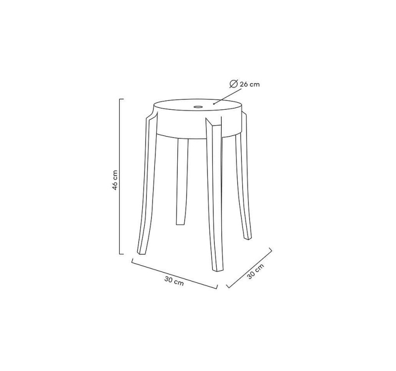 Stołek CHARLES 46 transparentny - poliwęglan