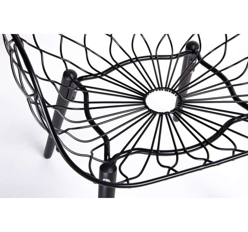 Krzesło DEMON czarne - metal, ekoskóra, podstawa drewniana