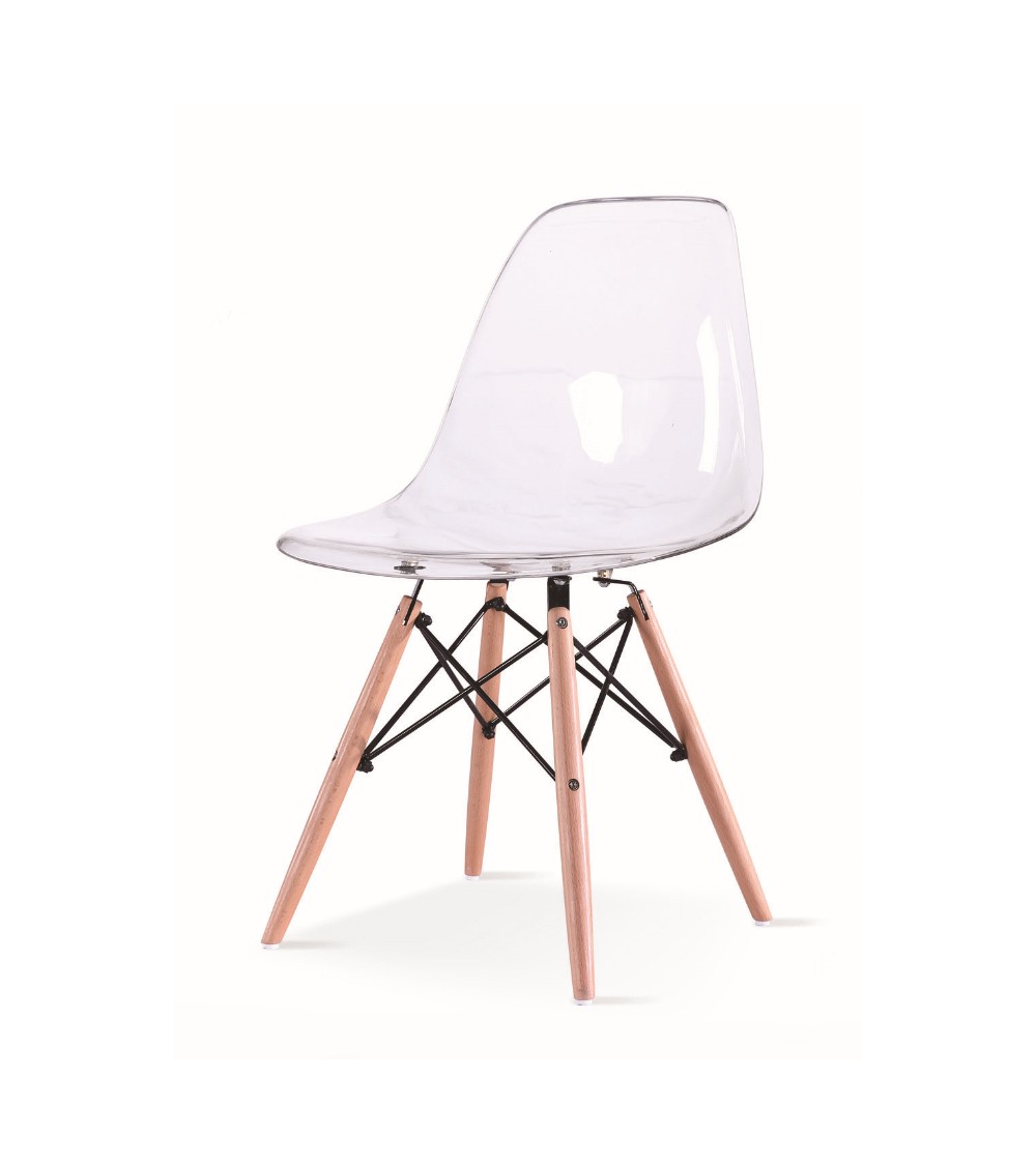 Krzesło ICE WOOD transparentne - poliweglan, podstawa bukowa