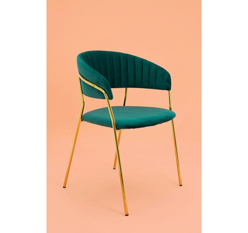 Krzesło MARGO ciemny zielony - welur, podstawa złota