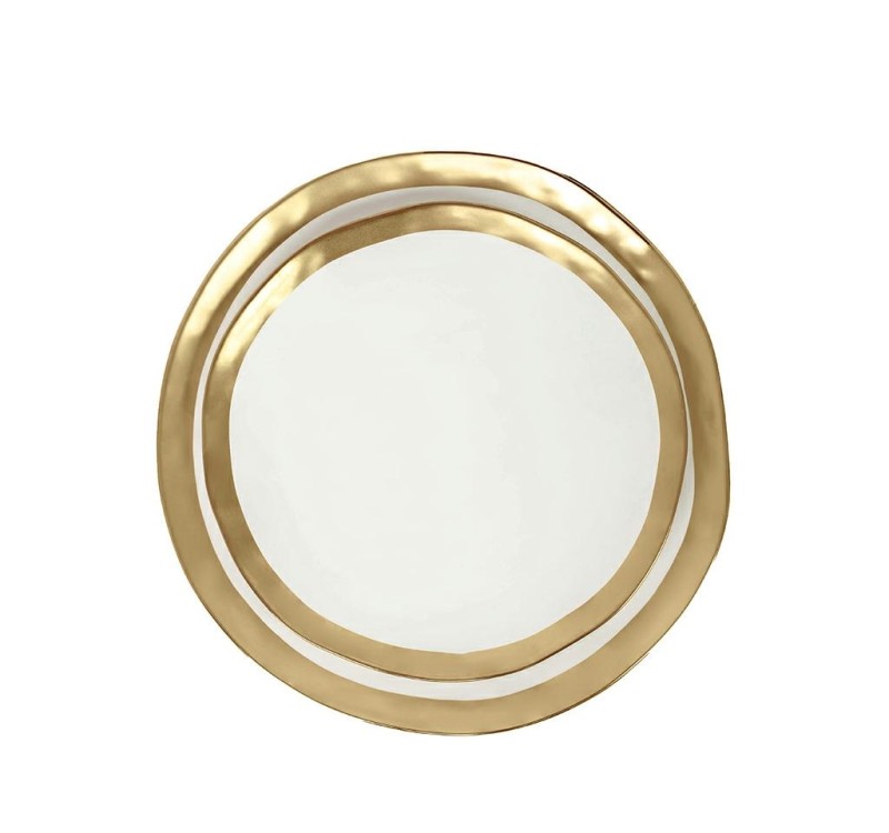 KARE talerz BELL 31 cm biało-złoty