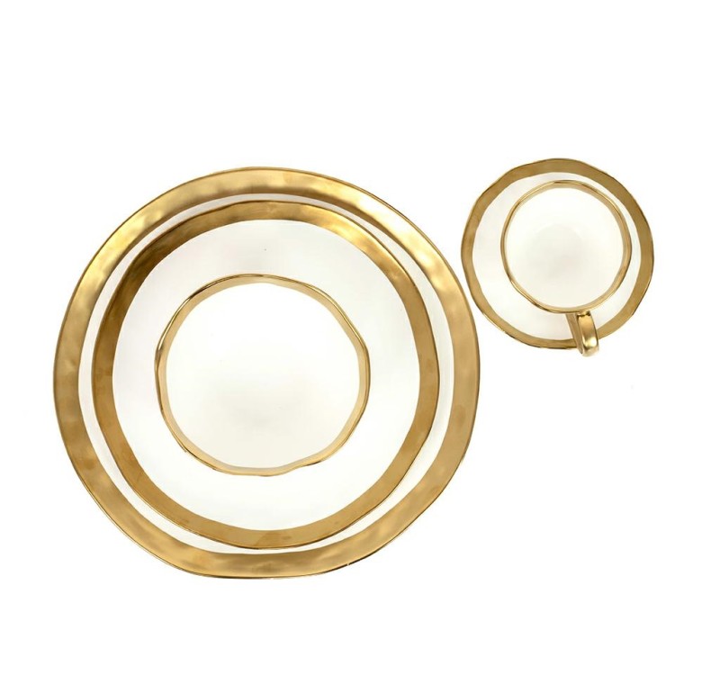 KARE talerz BELL 31 cm biało-złoty