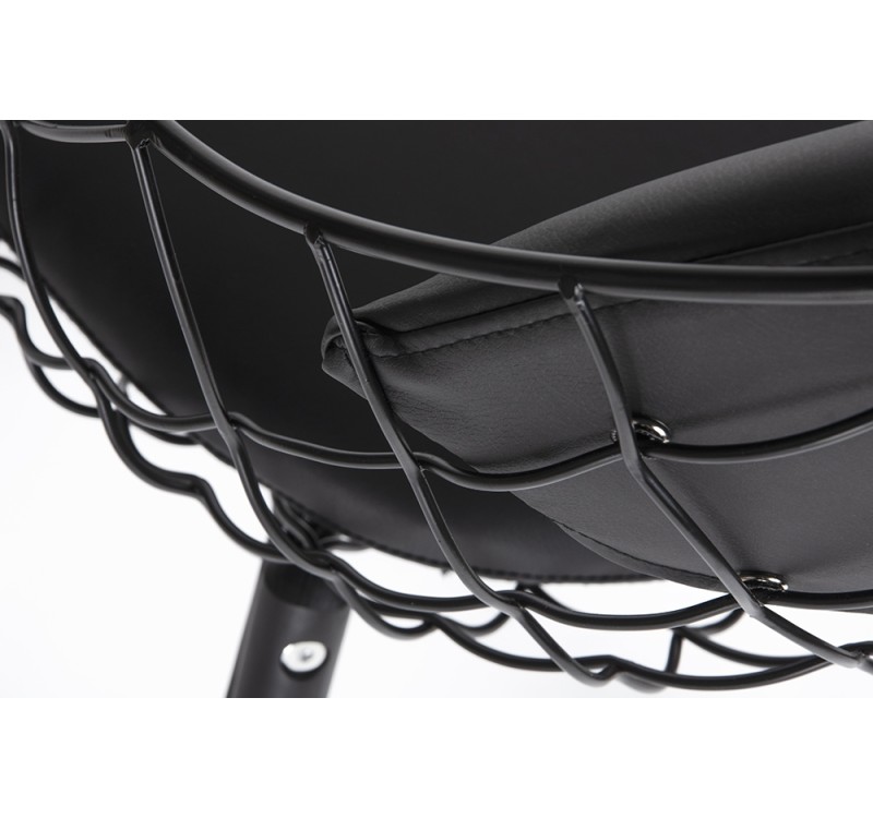 Krzesło DEMON czarne - metal, ekoskóra, podstawa drewniana