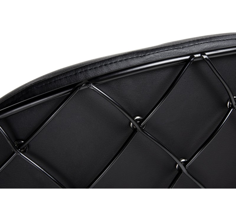 Krzesło DEMON czarne - metal, ekoskóra, podstawa drewniana