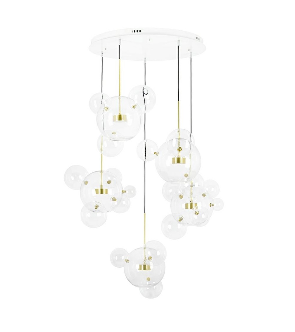 MOOSEE Lampa wisząca CAPRI DISC 5 złota   - 300 LED, aluminium, szkło