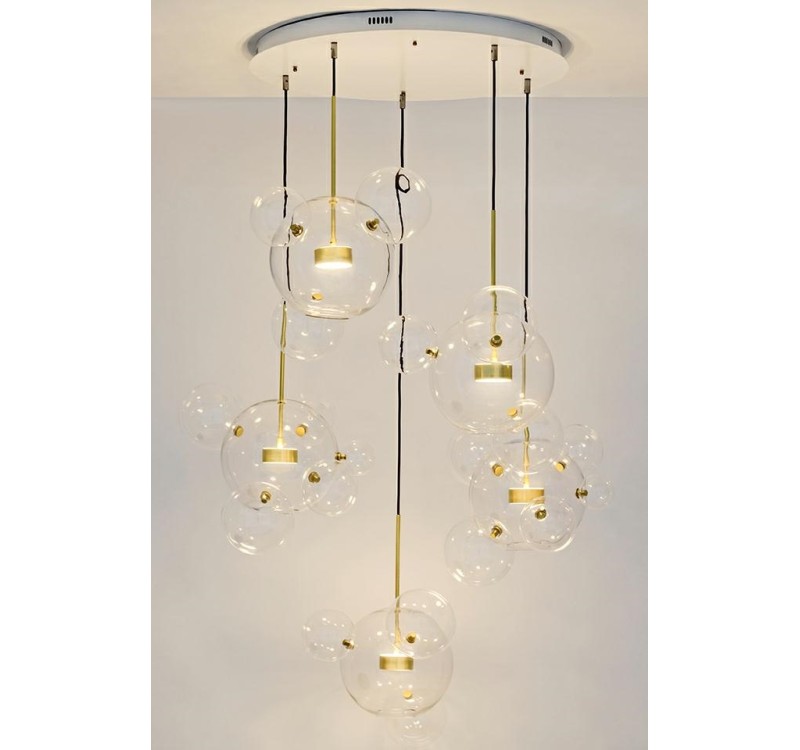 MOOSEE Lampa wisząca CAPRI DISC 5 złota   - 300 LED, aluminium, szkło