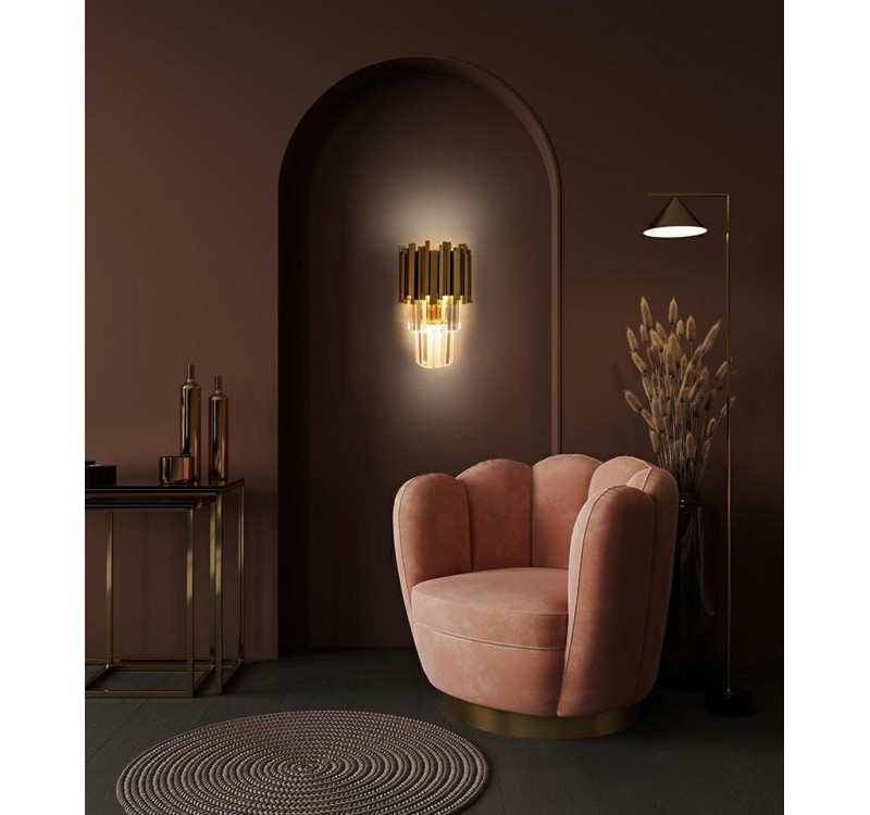 Lampa ścienna IMPERIAL WALL GOLD - stal, kryształ