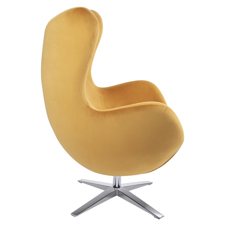 Fotel EGG SZEROKI VELVET musztardowy