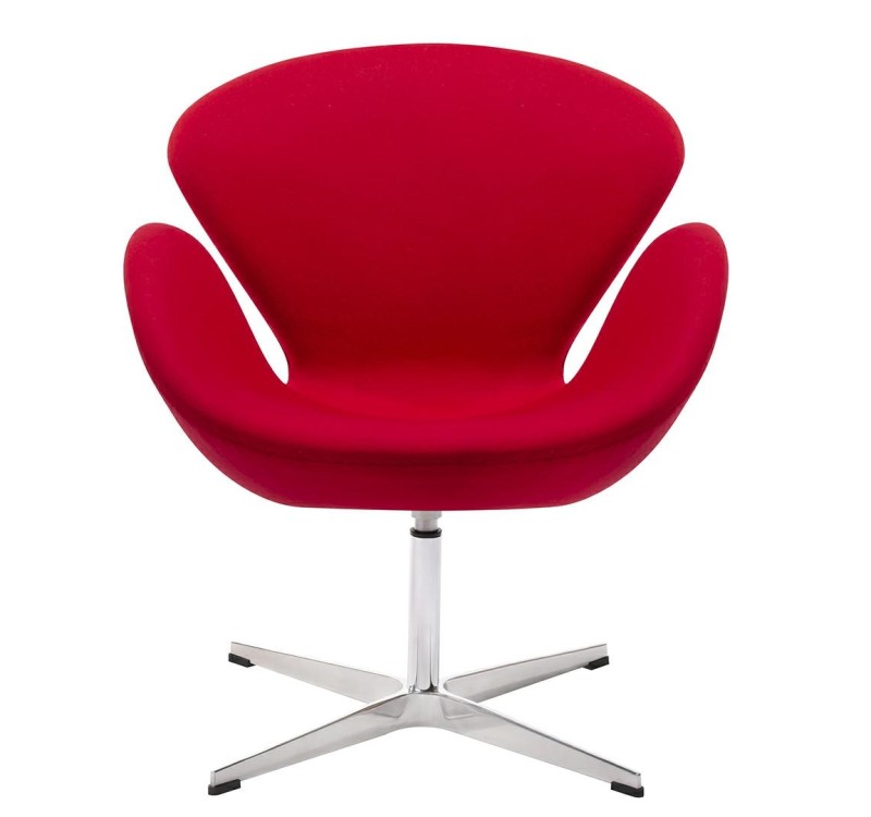 Fotel SWAN WOOL PREMIUM czerwony -  wełna, podstawa stal