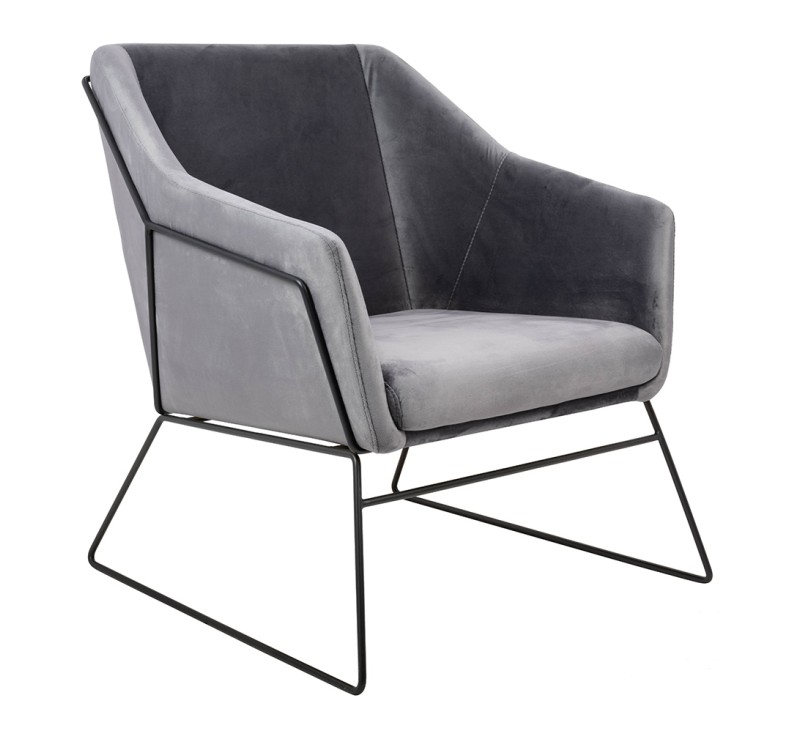 Fotel EMMA VELVET ciemny szary welur - podstawa czarna