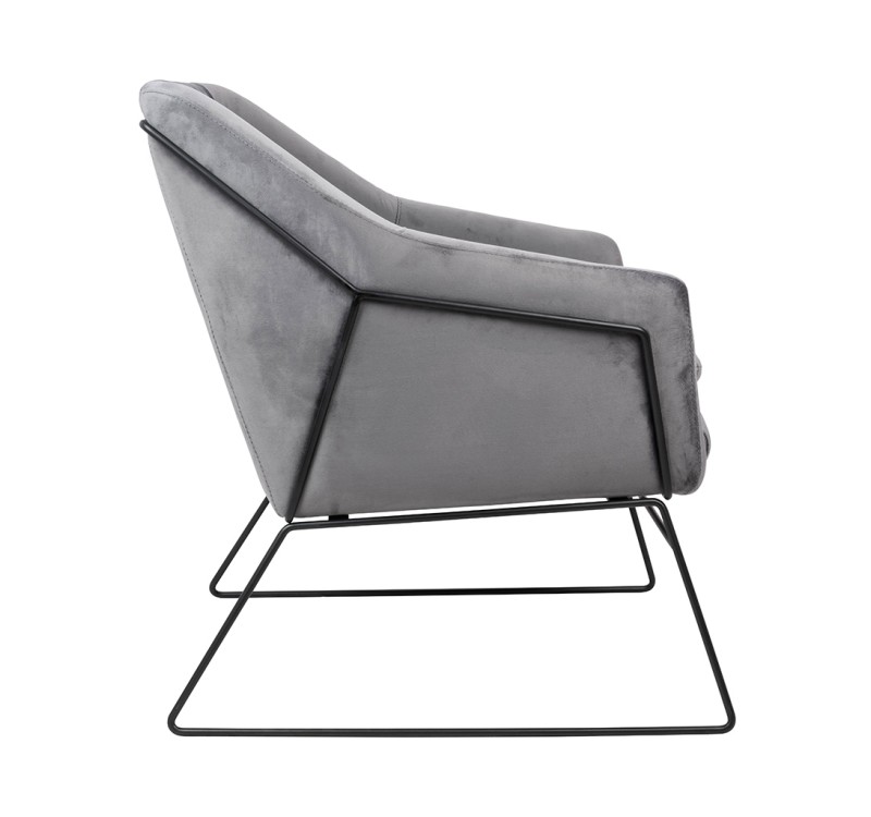 Fotel EMMA VELVET ciemny szary welur - podstawa czarna