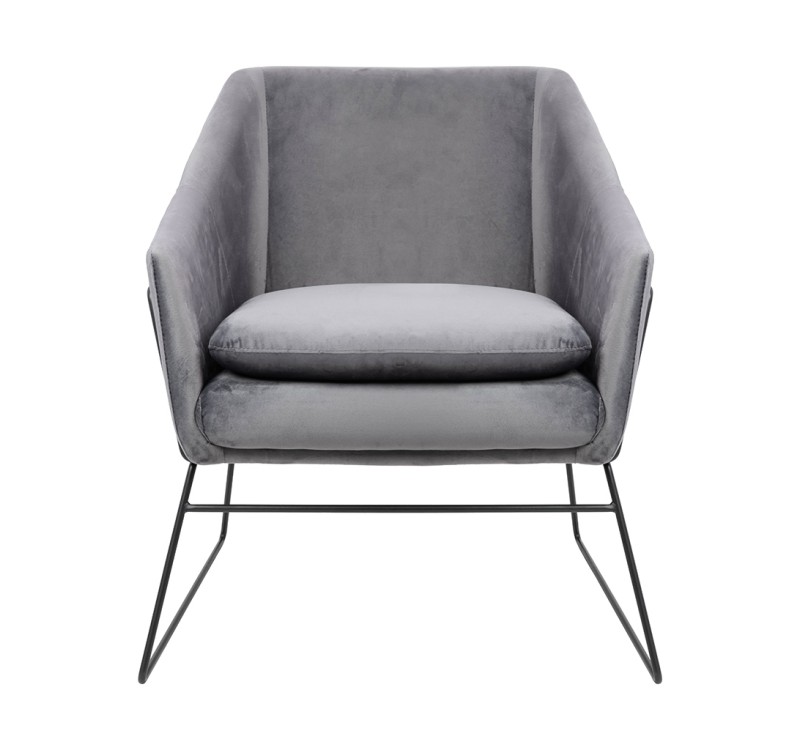 Fotel EMMA VELVET ciemny szary welur - podstawa czarna