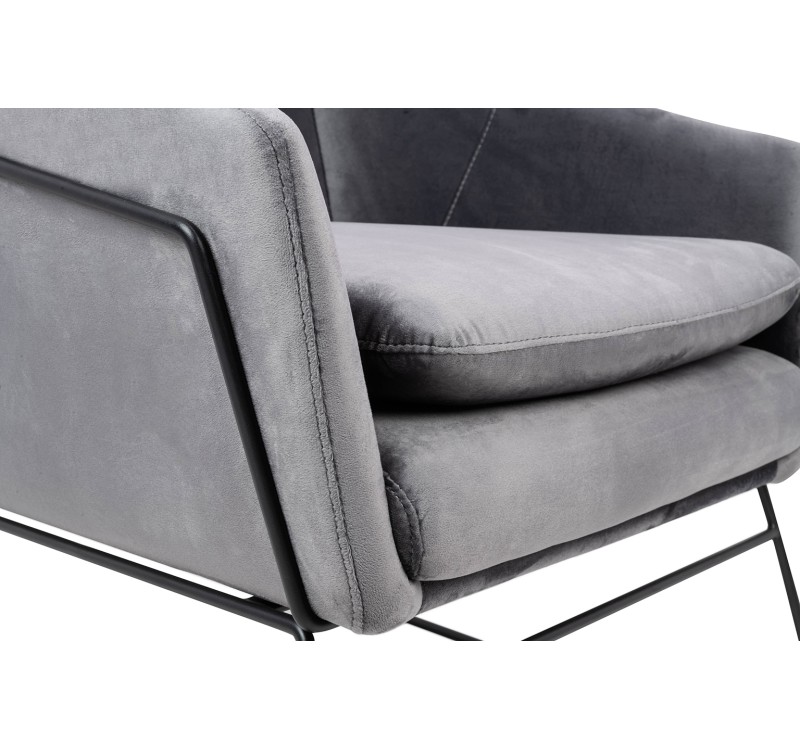 Fotel EMMA VELVET ciemny szary welur - podstawa czarna