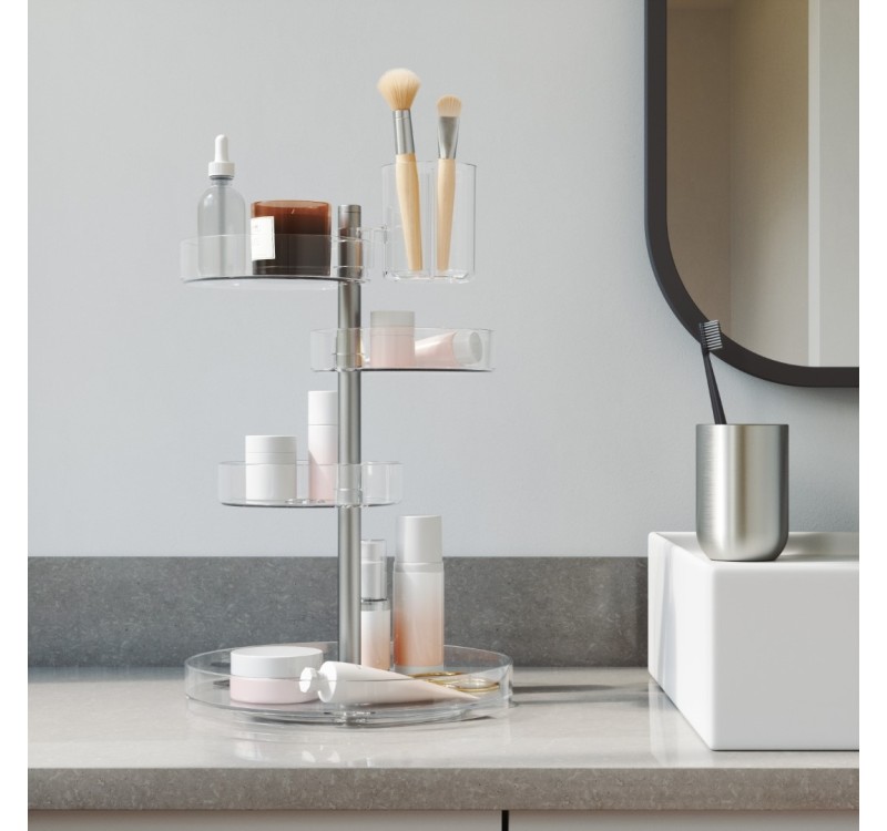 UMBRA organizer kosmetyczny PIROUETTE przezroczysty / niklowany