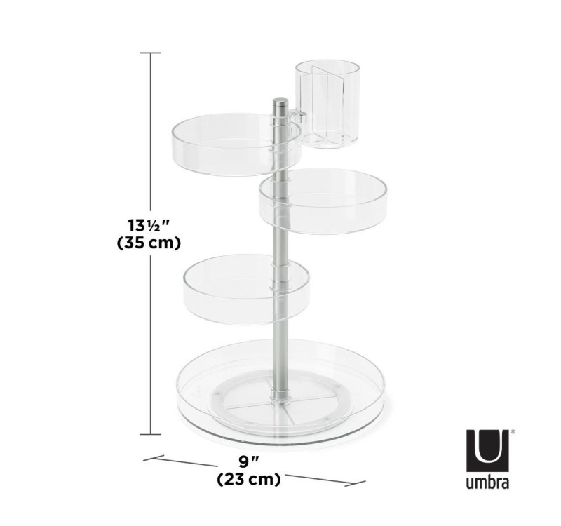 UMBRA organizer kosmetyczny PIROUETTE przezroczysty / niklowany