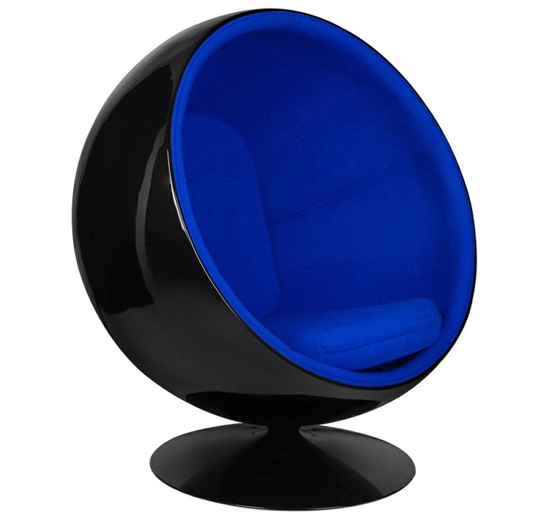 Fotel BALL BLACK niebieski