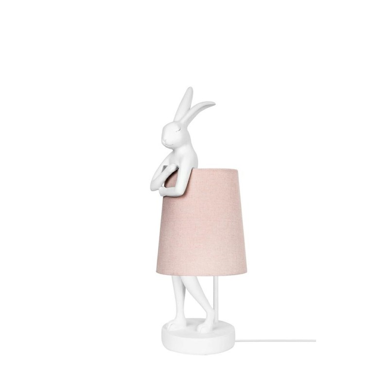 KARE lampa stołowa RABBIT 50 cm  biała / różowa