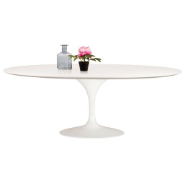 Stół TULIP ELLIPSE 200 biały - MDF,       metal