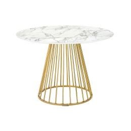 Stół GLAM MARBLE 110 - MDF, złota podstawa