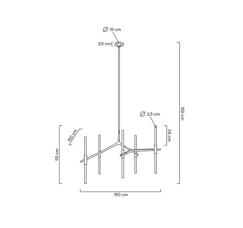 MOOSEE lampa wisząca CANDELABR 10 czarna