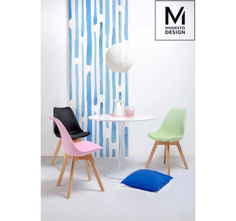 MODESTO stół TULIP FI 90 biały - MDF, podstawa metalowa