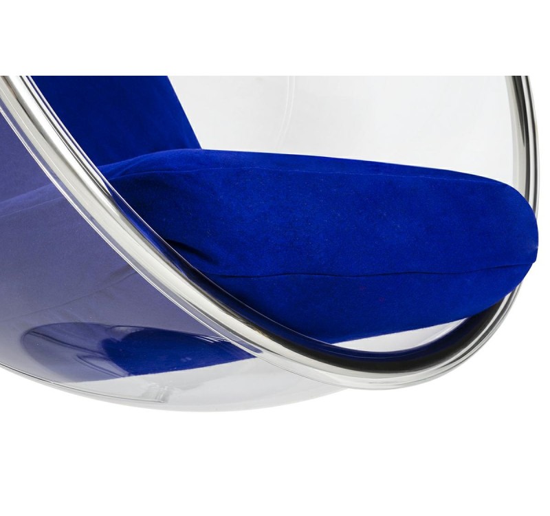 Fotel BUBBLE STAND poduszka atramentowa - podstawa chrom, korpus akryl, poduszka wełna