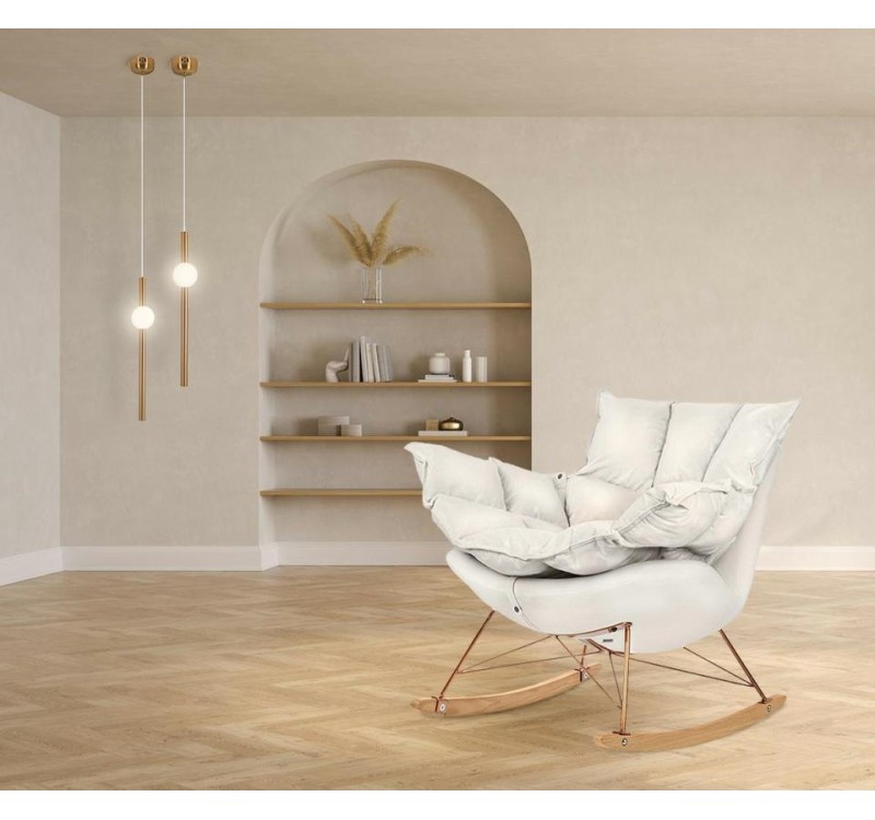 Fotel bujany SWING VELVET beżowy