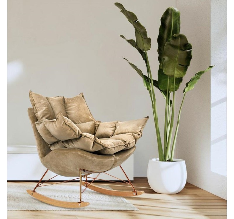 Fotel bujany SWING VELVET khaki