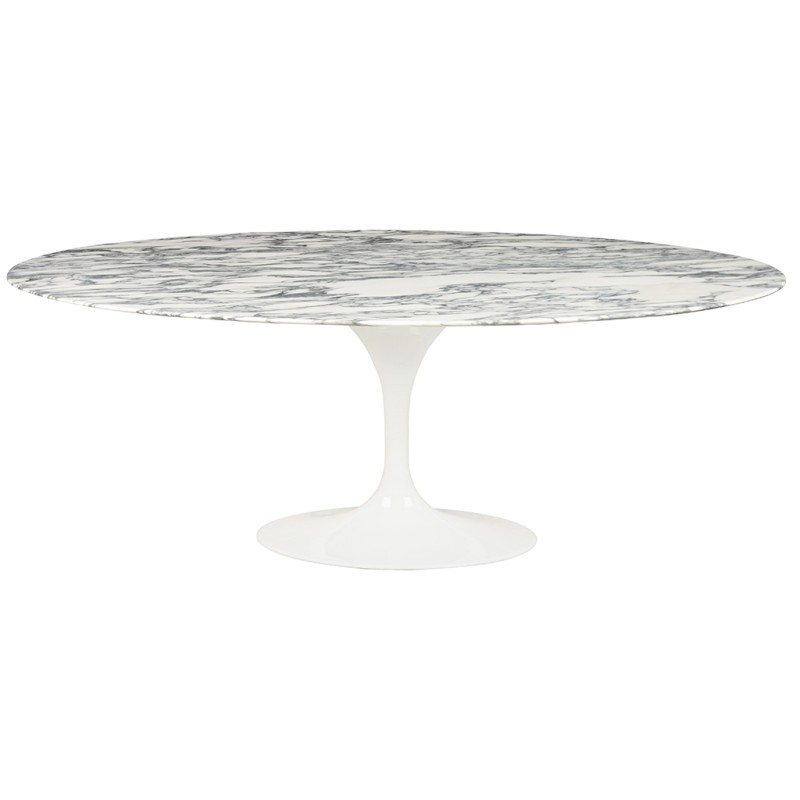 Stół TULIP ELLIPSE MARBLE ARABESCATO 200  biały - marmur, metal